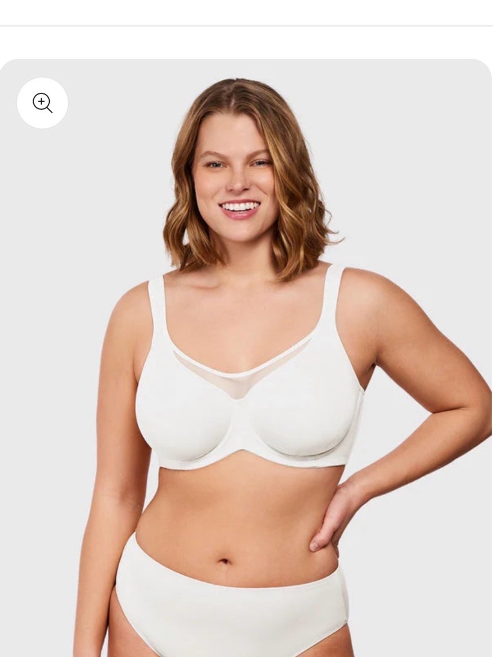 Soft Cloud Minimizer Bra with Sheer V-Detail — White